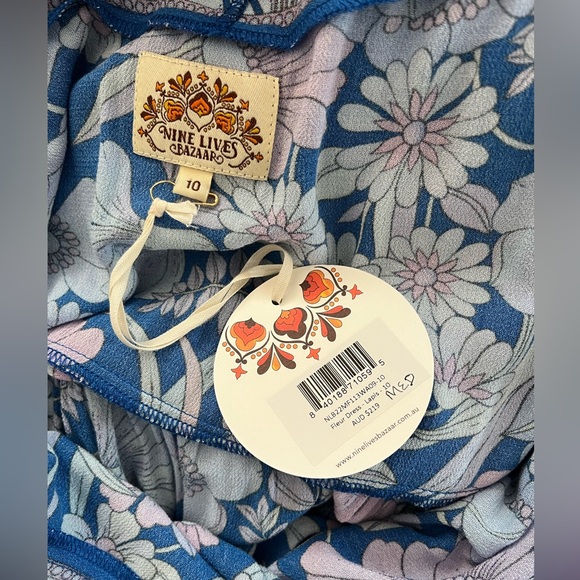 Nine Lives Bazaar Fleur Dress in Lapis - Picture 9 of 9